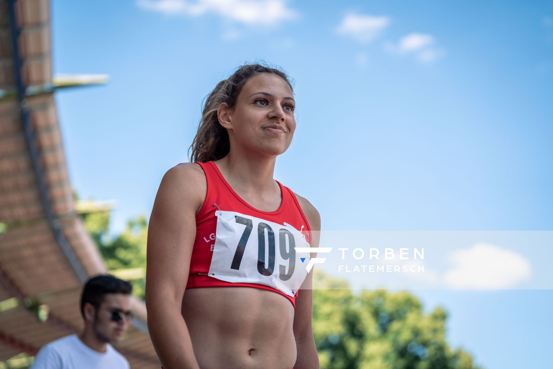 Caroline Joyeux (LG Nord Berlin) im Dreisprung am 02.07.2022 waehrend den NLV+BLV Leichtathletik-Landesmeisterschaften im Jahnstadion in Goettingen (Tag 1)